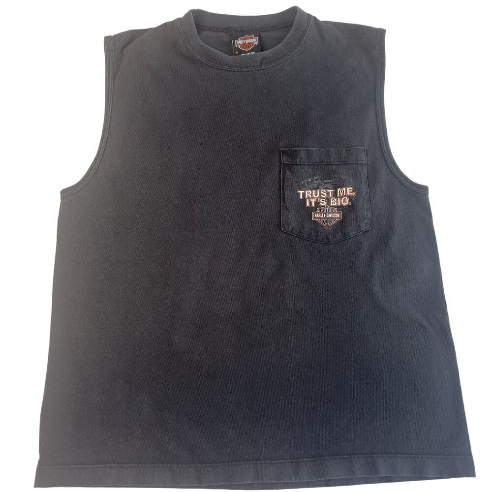 Harley Davidson Mens M Sleeveless Black Tee-Shirt Starved Rock Ottawa Illinois - Picture 3 of 8